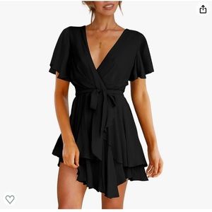 Summer mini black dress XL